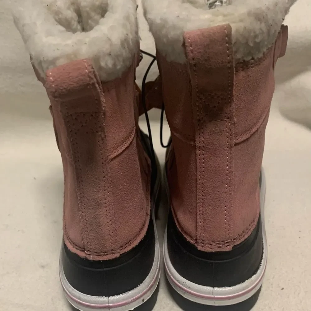 Cat And Jack Kids Easy On Winter Boots Youth Girl Sz 3 Pink Fur Lined Warm